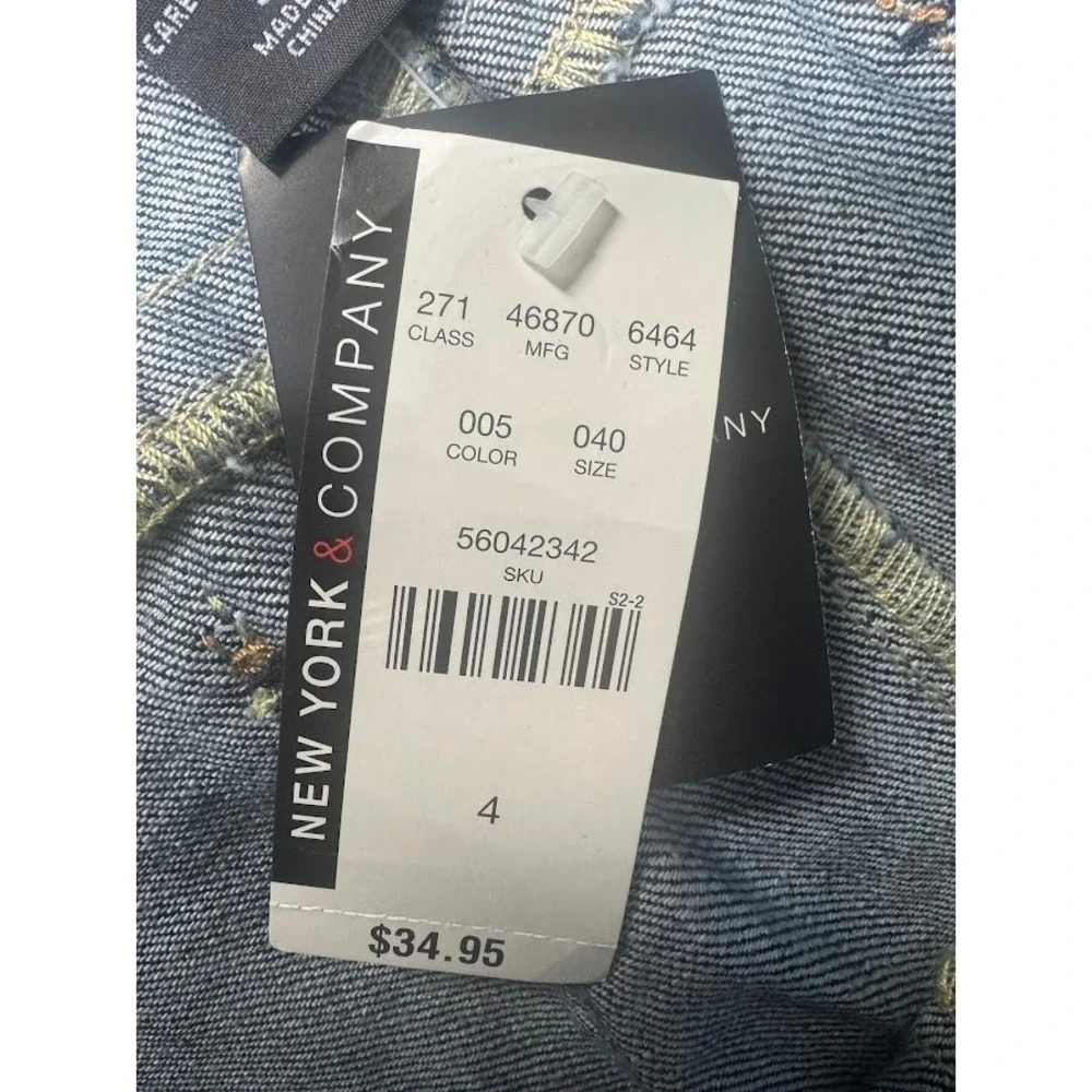 New York & Company Women Dark Wash Denim Mini Skirt Size 4‎ Stretch 5-Pocket NWT